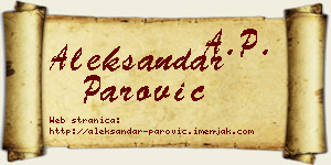 Aleksandar Parović vizit kartica